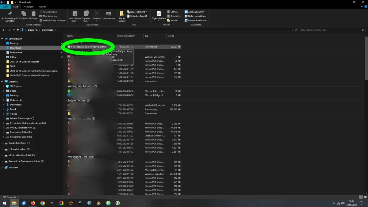setup-datei im download-ordner unter windows